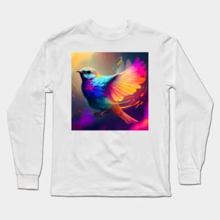 Colorful bird flapping wings Long Sleeve T-Shirt